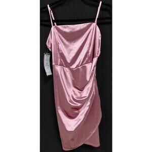 NWT Emerald Sundae Pink Satin Dress Solid Sleeveless Short Women Size M